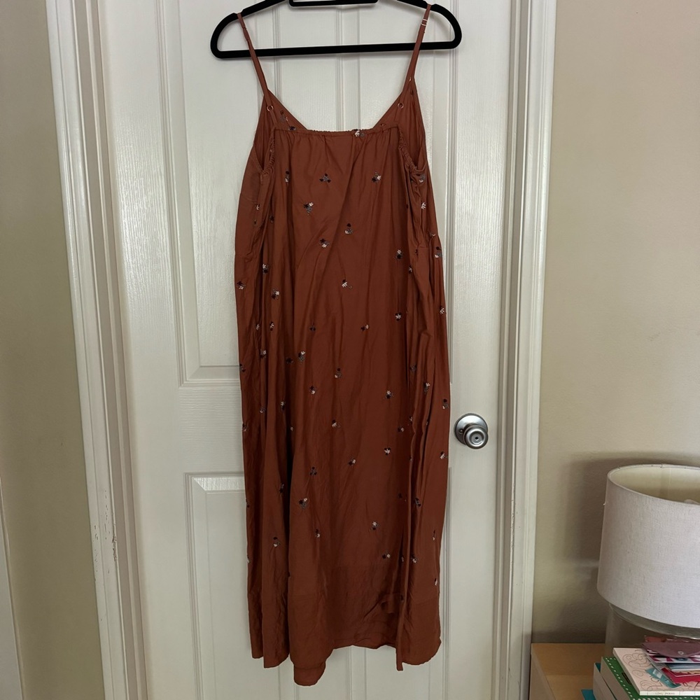 Universal Thread Rust Orange Embroidered Spaghetti-Strap Midi Dress XXL - Picture 3 of 6
